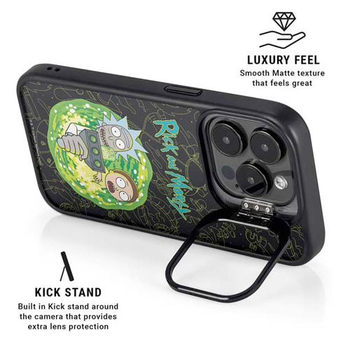 Adult Swim Rick and Morty Portal Travel iPhone 15 Pro Kickstand Case